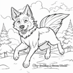Winter-themed Winged Wolf Flying Coloring Sheets 3