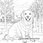Winter Wonderland: Golden Retrievers in Snow Coloring Pages 1