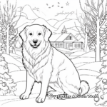 Winter Wonderland: Golden Retrievers in Snow Coloring Pages 3