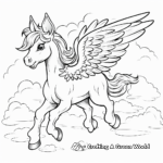 Wishful Unicorn Pegasus on a Cloud Coloring Pages 1