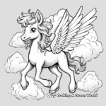 Wishful Unicorn Pegasus on a Cloud Coloring Pages 2
