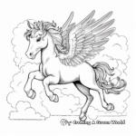 Wishful Unicorn Pegasus on a Cloud Coloring Pages 3