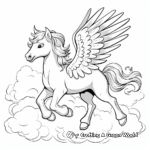 Wishful Unicorn Pegasus on a Cloud Coloring Pages 4