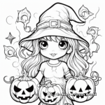 Witch and Ghost Trick or Treat Coloring Sheets 1