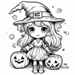 Witch and Ghost Trick or Treat Coloring Sheets 2