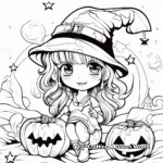 Witch and Ghost Trick or Treat Coloring Sheets 4
