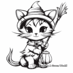 Witch Cat on a Broomstick Coloring Page 4