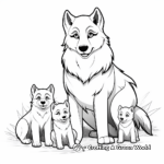Wolf Family Coloring Pages: Male, Female, and Pups 4