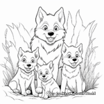 Wolf Family in their Den: Natural Habitat Coloring Pages 1