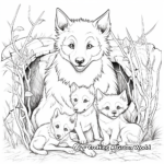 Wolf Family in their Den: Natural Habitat Coloring Pages 3