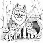 Wolf Family in their Den: Natural Habitat Coloring Pages 4