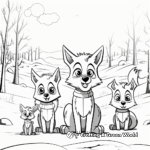 Wolf Family in Winter Setting Coloring Pages 1