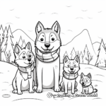 Wolf Family in Winter Setting Coloring Pages 2