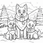 Wolf Family in Winter Setting Coloring Pages 3