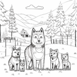 Wolf Family in Winter Setting Coloring Pages 4