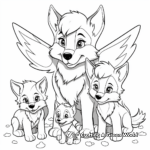 Wolf Family with Wings Coloring Pages: Male, Female, and Pups 1