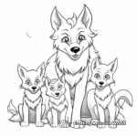 Wolf Family with Wings Coloring Pages: Male, Female, and Pups 4