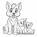 Wolf Pup and Family Coloring Pages 4