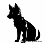 Wolf Pup Silhouette for Shadow Art Coloring Pages 2