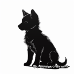 Wolf Pup Silhouette for Shadow Art Coloring Pages 3