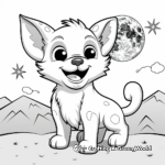 Wolf Pup with Moon Background Coloring Pages 1