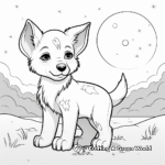 Wolf Pup with Moon Background Coloring Pages 2