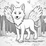 Wolf with Wings in the Wild: Forest-Scene Coloring Pages 1