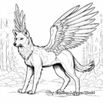 Wolf with Wings in the Wild: Forest-Scene Coloring Pages 2