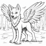 Wolf with Wings in the Wild: Forest-Scene Coloring Pages 3