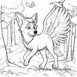 Wolf with Wings in the Wild: Forest-Scene Coloring Pages 4