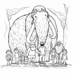 Woolly Mammoth with Cave People Coloring Pages 1
