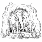Woolly Mammoth with Cave People Coloring Pages 4
