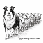 Working Border Collie Herding Sheep Coloring Pages 1
