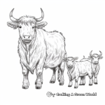 Yak Family Coloring Pages: Male, Female, and Calves 4