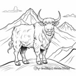 Yak in the Wild: High Mountain Scene Coloring Pages 1