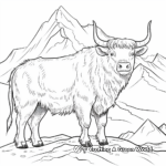 Yak in the Wild: High Mountain Scene Coloring Pages 2