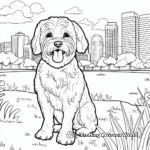 Yorkie in the Park: Scenic Coloring Pages 1