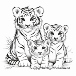 Young Cubs & Mother Siberian Tiger Coloring Pages 2