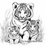 Young Cubs & Mother Siberian Tiger Coloring Pages 3