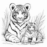 Young Cubs & Mother Siberian Tiger Coloring Pages 4
