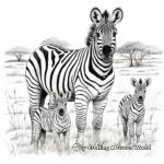 Zebra Family Coloring Pages: Male, Female, and Foals 3