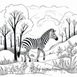 Zebra in the Wild Coloring Pages: Forest-Scene 1