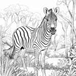 Zebra in the Wild Coloring Pages: Forest-Scene 2