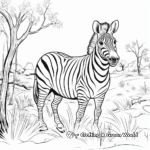 Zebra in the Wild Coloring Pages: Forest-Scene 3