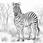Zebra in the Wild Coloring Pages: Forest-Scene 4