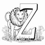 Zoo-Themed Letter Z Coloring Pages 1