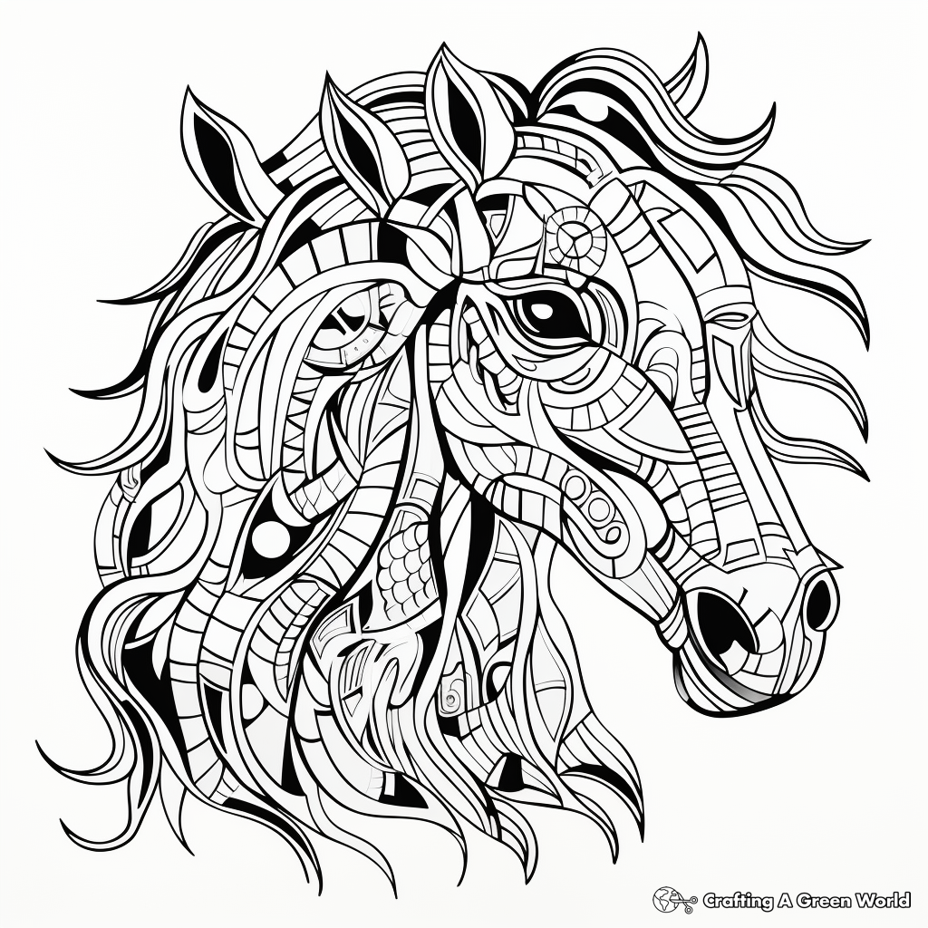 Abstract Horse Mandala Coloring Pages for Artists 1