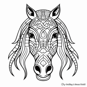 Abstract Horse Mandala Coloring Pages for Artists 2