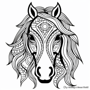 Abstract Horse Mandala Coloring Pages for Artists 3