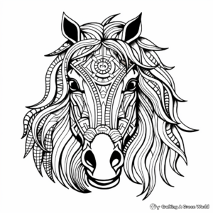 Abstract Horse Mandala Coloring Pages for Artists 4